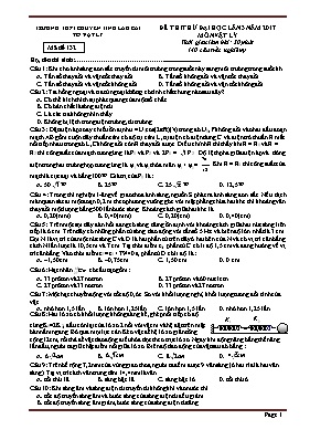Đề thi thử Đại học lần 3 môn Vật lý năm 2017 - Mã đề 132 - Trường THPT chuyên Lào Cai